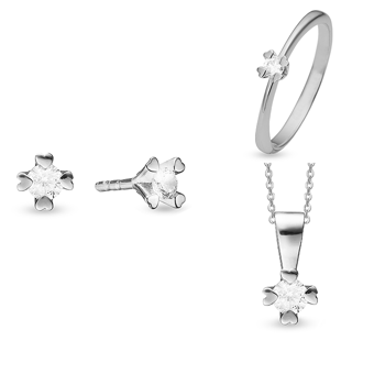 Sterling sølv smykkesæt, Mary serien by Aagaard med ialt 0,40 ct labgrown diamanter